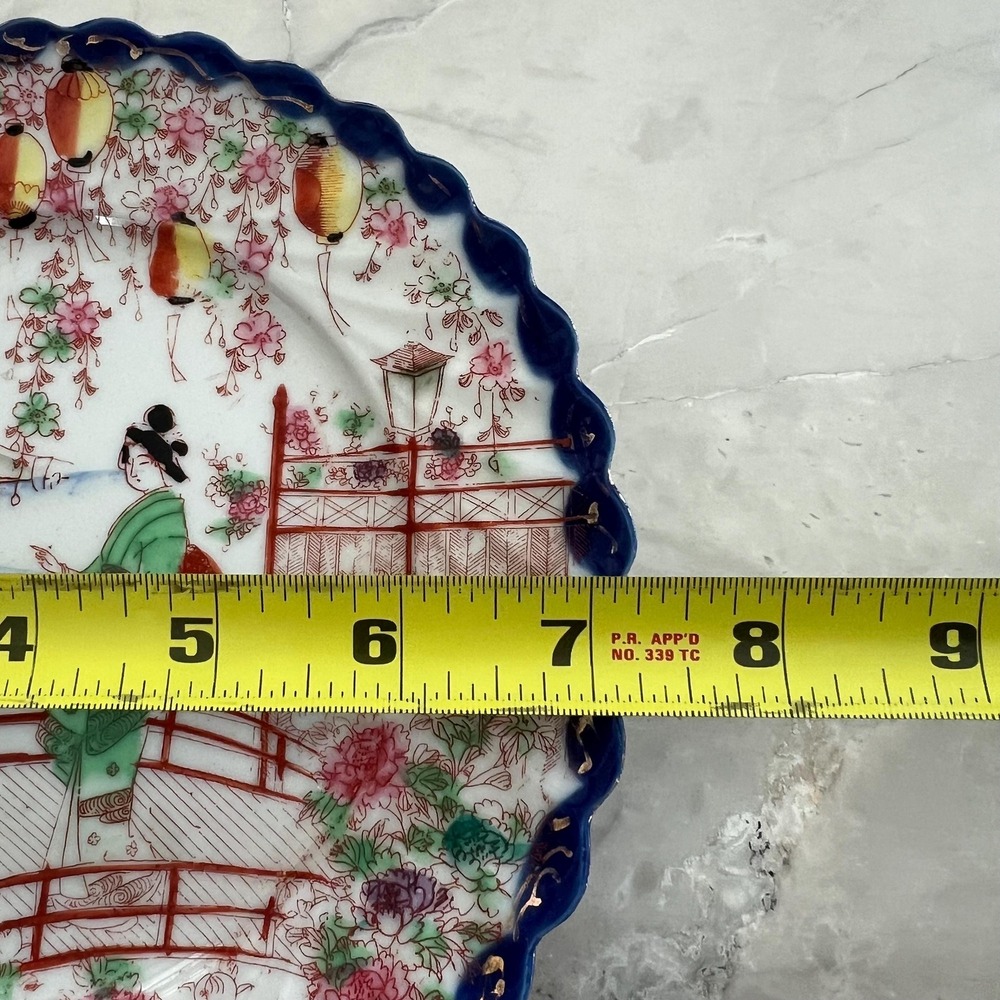 Vintage Geisha handpainted plate made‎ in Japan scalloped edge - Picture 7 of 7